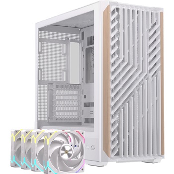 CAIXA ATX EINAREX PULSE P800 WOOD MESH 4X FAN ARGB BRANCA