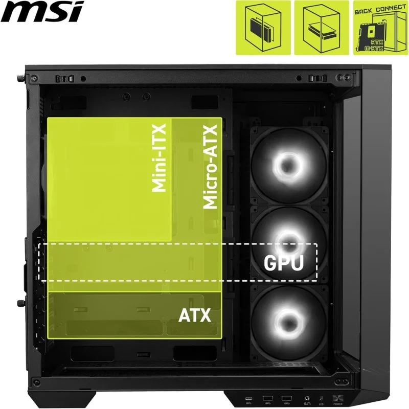 MSI MAG PANO M100R PZ ARGB Semi-Tower PC Case with Dual Tempered Glass
