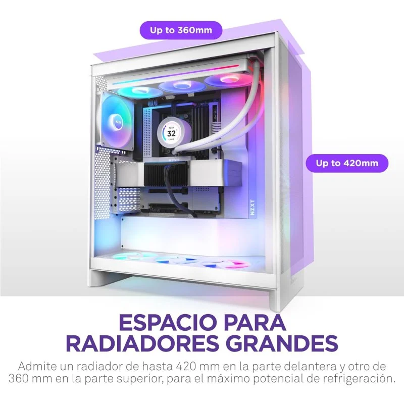 NZXT H7 Flow RGB 2024 Vidro Temperado USB 3.2 Branca [Caixa de Computador]