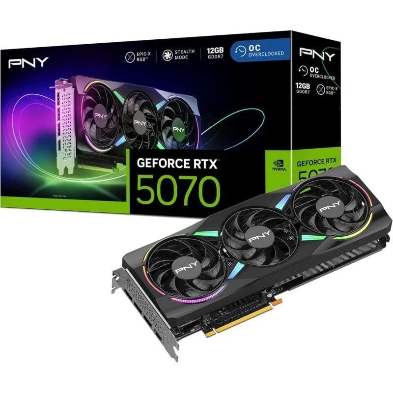 Placa gráfica PNY GeForce RTX 5070 ARGB Overclocked 12GB GDDR7 Reflex 2 RTX AI DLSS4