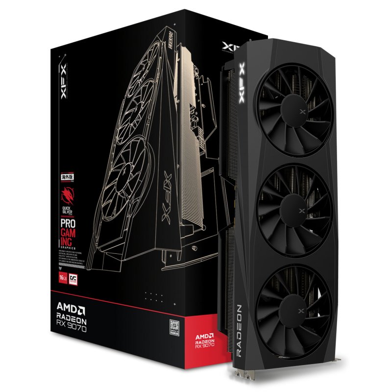 Placa Gráfica XFX QUICKSILVER AMD Radeon RX 9070 OC Triple Fan 16GB GDDR6 FSR 4