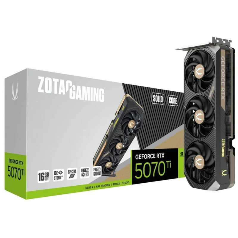 ZOTAC GAMING GeForce RTX 5070 Ti NÚCLEO SÓLIDO 16 GB GDDR7 Reflex 2 RTX AI DLSS4 [Placa Gráfica]